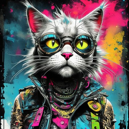 drawix9 punk cat, ink, cinematic, expressive, very detailed<lora:drawix9:1>