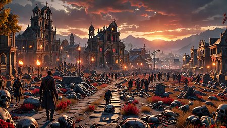 land of the dead,  high quality,8 k, masterpiece, vivid colors, dramatic lighting <lora:addMoreDetails:1> Ultra details++,add more details