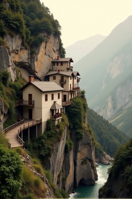 (((a village built into the side of a mountain, with wooden bridges connecting various parts of the town.))), Soft Beige, Cozy Comfort: warm lighting, beige tones, soft focus, cozy ambiance, comforting elements, gentle textures, tranquil look, cozy atmosphere, comforting aesthetics, capturing emotions, serene scenes, artistic feel, storytelling through textures, professional technique, gentle light manipulation, cozy concept, comforting styling, tranquil environment, surreal aesthetics, captivating narratives, intricate details, cozy landscape, editorial storytelling, warm glows, evoking comfort, pushing creative vision <lora:add-detail-xl:2> <lora:Cosine_freck:1>âââ