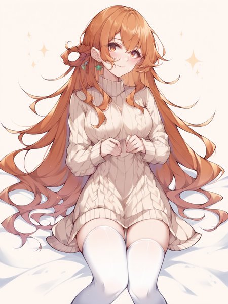 score_9, score_8_up, score_7_up, score_6_up, score_5_up,  <lora:yukinXLP:1> yukin, 1girl, orange hair, long hair, sweater dress, thighhighs,