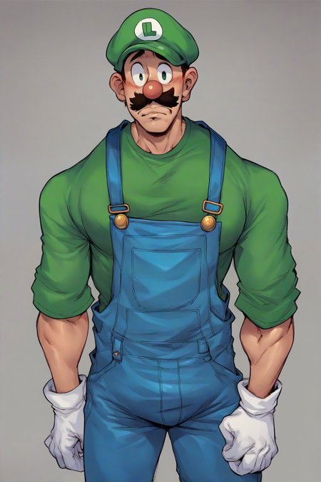 <lora:SDXL_YairXL:0.8> yairxl,
(score_9), score_8_up, score_7_up,  source_cartoon, rating_safe,
1boy, solo, clothed, fully_clothed,
luigi, mario_(series), green_cap, green_shirt, white_gloves, tall male, overalls, afraid,
zPDXLxxx