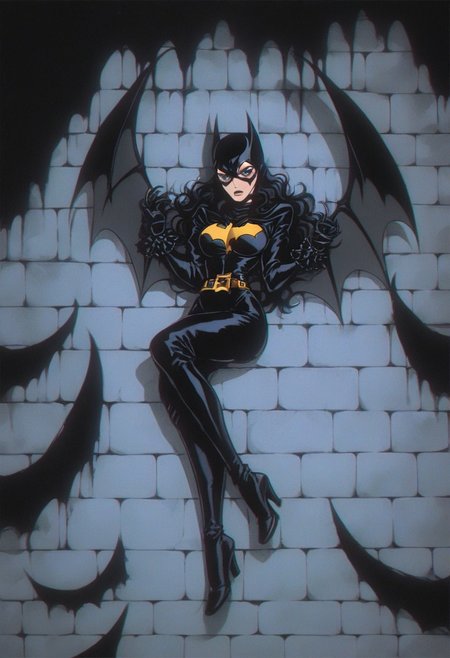/1/ score_9, score_8_up, score_7_up, score_6_up, score_5_up, score_4_up, score_9, score_8_up, score_7_up, lineart,manga, retroscifi,/2/ /3/ 1woman, long hair, batgirl, horror, scary, round breasts, breasts together, cleavage, posing, gothic background, at night, /6/, shadow background, rating_explicit