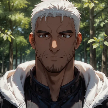 <lora:Targg__The_Lord_of_the_Rings_The_War_of_the_Rohirrim:.7>, Targg, White hair, brown eyes, dark skin, stubble,
(very short hair, beard, bara, mature, facial hair, stubble, beard, full beard, sideburn, beard, a lot of beard, ), facial hair,male focus, muscular male, muscular male, bara, mature,  bara, mature, aixiwuganda_(20222192), very awa, masterpiece, best quality, absurdres, newest, perfect quality, detailed background, intricate details,
<lora:slider_Body Type_alpha1.0_rank4_noxattn_last:3><lora:style_Anime Summer Days 2 Style SDXL_LoRA_Pony Diffusion V6 XL:.6><lora:slider_cfg_scale_boost:.7><lora:Artist6p:.55>, Artist6p, Artist04p,<lora:slider_il_brightness_slider_d1:-1><lora:slider_il_contrast_slider_d1:-1><lora:slider_DarkSlider1.2_alpha1.0_rank16_full_300steps:-.6>