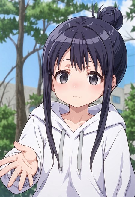 score_9, score_8_up, score_7_up, source_anime,  <lora:lowres_concept_ponyXL_v1:-0.3>
BREAK,
<lora:annaka_moe_PonyXL_v1-000015:1> annaka moe, single hair bun, long hair, black hair, black eyes, 
1girl, solo, 
Jubilant,
nose blush ,
dark iridescence hoodie coral __bottoms__ , 
Bird's Eye View, looking afar, reaching out, Art gallery bokeh, depth of field,