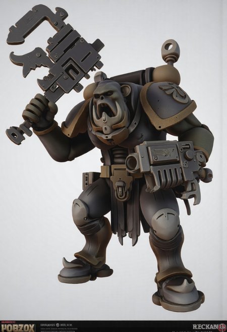 Score_9_up, absurdres, source: GamesWorkshop, grimdark, gothic horror, Warhammer 40000, a snarling ork is waving an axe in one hand and firing a machinegun in the other, lifelike, hyperrealism, perfect hands, perfect anatomy, project unreal engine