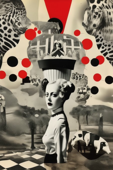 <lora:Surreal Collage:1>Surreal Collage - High contrast freak show surreal collage