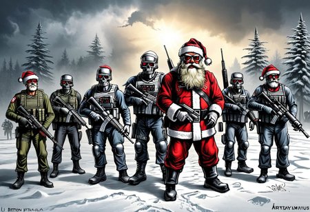 terminator santa claus army art by llbreton
