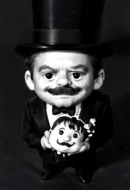 ((((((black and white,chibi)))))),((small man with mustache, top hat, kenbis, chibi, chibi, male only, male, male chibi, monocle, art deco, thick mustache, comically large mustache, handlebar mustache, tiny, multiple men, shrunk, microxl, some little guys,  high angle, from above)), bwMovies, realistic, photo, vintage photo, ((very small man, small man, a small man, a man who is small, a small man)), an unapologetically small human male, black and white, smiling, very happy, euphoric, ecstatic, wonderful small men, large smile, huge smile