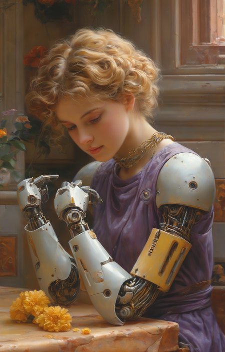 masterpiece,best quality,<lora:tbh270-sdxl:0.9>,illustration,style of Guillaume Seignac portrait of Housework robots