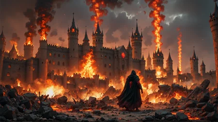 score_9, score_8_up, score_7_up, score_6_up, score_5_up, explosion artstyle, hellscape, fire, flames, rubble, volumetric smoke nd ash, devastation <lora:Explosion Artstyle - Trigger is Explosion Artstyle_121694:0.6> <lora:Hell:0.4>