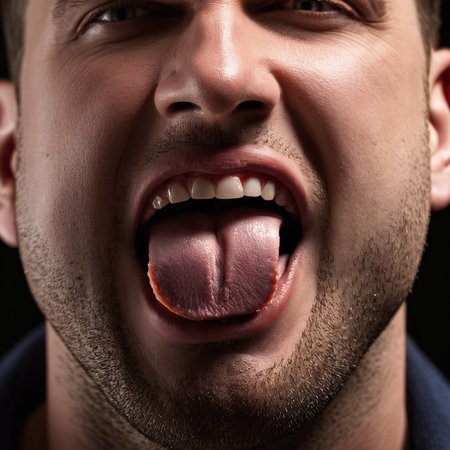 cinematic film still of  <lora:Sharp detailed high quality image style v1:1>
Sharp detailed high quality image of a man with his tongue out and his tongue out, detailed background, 12K, high megapixel, realistic, realism, different, raw image, sharp style, open mouth, simple background, teeth, food, tongue, no humans, black background, meat, food focus, photorealistic
, shallow depth of field, vignette, highly detailed, high budget, bokeh, cinemascope, moody, epic, gorgeous, film grain, grainy
