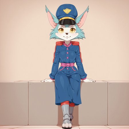 score_9,score_8,score_7,source_furry,
<solo:2.5>,
<1girl:1.5>,
carmen_patrol_03, carmen_fox, fox, fox girl, fanart, solo, sitting, hat, furry, yellow eyes, one piece swinsuit, swinsuit,legs,exposed legs, 1girl, blue headwear, cybernetics, cybernetic legs, prosthetics, robot legs, walking, deus ex, walking,blue fur,blue body, blue outfit,fox tail, tail,
( art by tenako (mugu77) ) ,,
 <lora:Carmen_Fox_Patrol_03:1> carmen_patrol_03