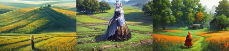 (otherworldly), highly insanely detailed, masterpiece, top quality, best quality, highres, 4k, 8k, RAW photo, (very aesthetic, beautiful and aesthetic), farm, fields, barn, fence, fantfa, <lora:FantasyFarm-10:0.5>, 
1girl, 
(__lazy-wildcards/char/haircolor__), 
(__lazy-wildcards/dataset/background-color__),âââ