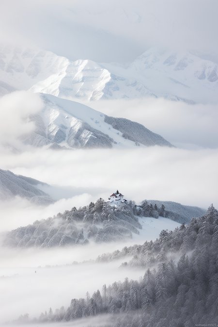 HighKeyStyle, big mountains covered in snow, snow, misty, rainy, plain background,
intricate details, hyperdetailed, cinematic, realistic, masterpiece, <lora:HighKeyStyle:1.4>
