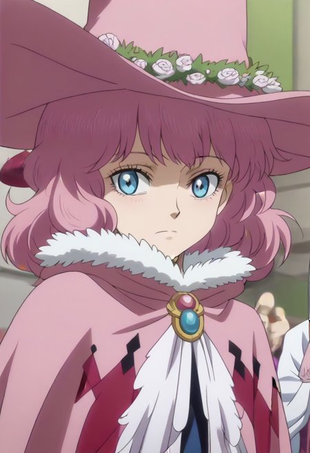 <lora:SlimesDorothy:1>, slimes_dorothyunsworth, pink witch hat, blue eyes with a pink outline, pink hair,,,,,,,,,,,,,,,,,,,,anime coloring, anime screencap, 1girl,Solo ,, anime,,,,official art,Uncensored,Unedited ,,,,,,,,,,,,,,,,,,,,,,,,