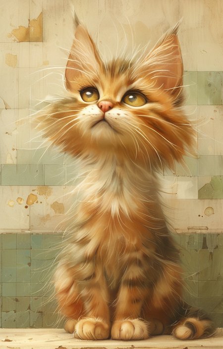 masterpiece,best quality,<lora:tbh159-sdxl:1>,illustration,style of Kestutis Kasparavicius, cute Abyssinian cat