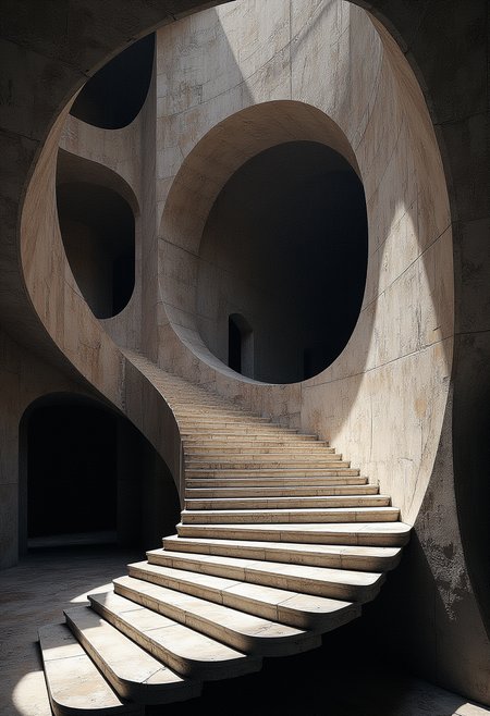 A masterpiece of dramatic style created by the collaboration of Friedrich Stuhl and M.C. Escher.    HD32K, hyperdetailed, best quality, midjourneyv6.1.