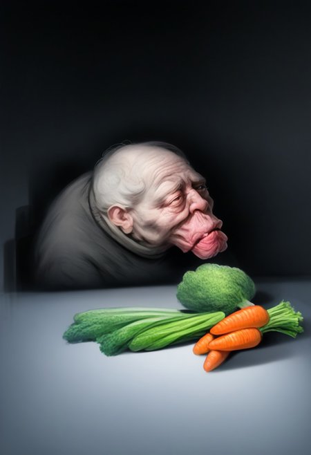 amateur sketch of an ordinary ugly organism with rigid seriousness, vegetables and linear reality, common nonfiction interior, plain realism style non-art, somewhat colorless, minimalism, blurry, crude generality, flawed arrangement, Muted colorless, amateur work, boring foreground,
