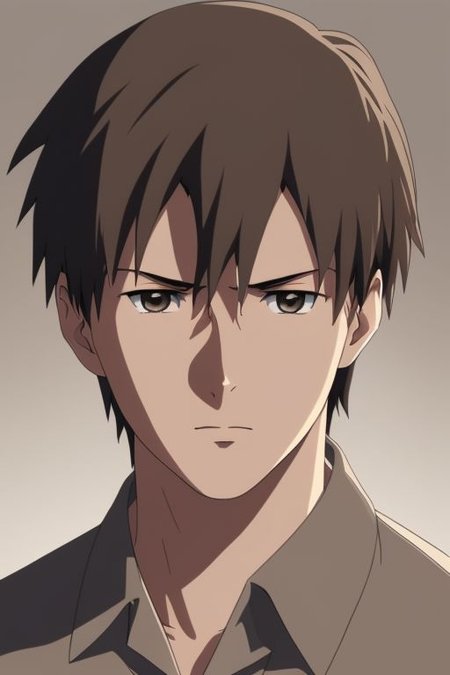 high resolution, solo, best quality, 1Boy, Takaki Toono, Brownish Hair, Brown Eyes, portraits, looking at viewer, focused gaze forward, upper body, head upright, neutral expresion, OverallDetail