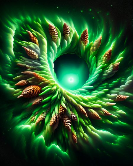 ral-pinecone, a green Ring nebula, background black color