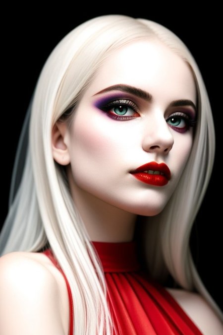 Romanian vampire girl, 23 years old, (beautiful:1.75), (very pale skin:1.35), (gothic makeup:0.99), (Red Lipstick:1),  (anime:0.35), (oval face:0.25), (attractive), (elegant1.5), (night), (front view:1.25), (elegant), 10 minutes before the world will end, hyper-realistic, ultra-detailed, insanely detailed, 4k, realistic 8k, shot on portra 400, (back light), (anime:0.05), (style of Leonardo da Vinci:1.0), (masterpiece)