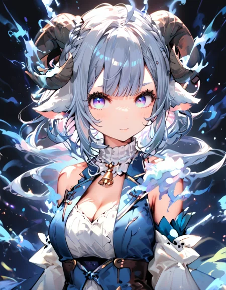 score_9_up, score_8_up, score_7_up, score_6_up, zPDXL2, (Anime_source), 1girl, (MinaiAruma:1.1), highly detailed eyes, cleavage, waistcoat, detached sleeves, (light grey horn:1), (sheep horns:0.9), 
BREAK
dark aura, aura, particles, looking at viewer, dark background, bust, 
<lora:MinaiArumaXL_autismmixPony:1>, <lora:Episode_1__Aesthetic__Shufflebox_r1:0.7>, <lora:EnvyPonyPrettyEyes01:0.5>, <lora:add-detail-xl:-0.5>, rating_safe, sfw , masterpiece, newest, absurdres