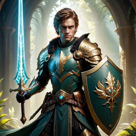 (by  Herbert James Gunn  and  Bart Sears :1.20), (by  Anato Finnstark  and  Victo Ngai  and  Sydney Edmunds 0.80) ,   character, sword and shield <lora:sword_and_shield:0.45>  ,  digital painting , full body length, photorealistic, shallow depth of field  <lora:more_art:0.30><lora:clothing_slider:2.00><lora:great_lighting:1.50><lora:aesthetic:1.50><lora:photorealistic_portrait:1.50><lora:RMSDXL_Enhance:0.50><lora:RMSDXL_Creative:0.50><lora:RMSDXL_Photo:0.50><lora:RMSDXL_Darkness_Cinema:0.50><lora:extremely_detailed:1.50><lora:perfect_eyes:0.15><lora:perfect_hands:0.15><lora:midjourney:-0.15><lora:dpo:0.25>