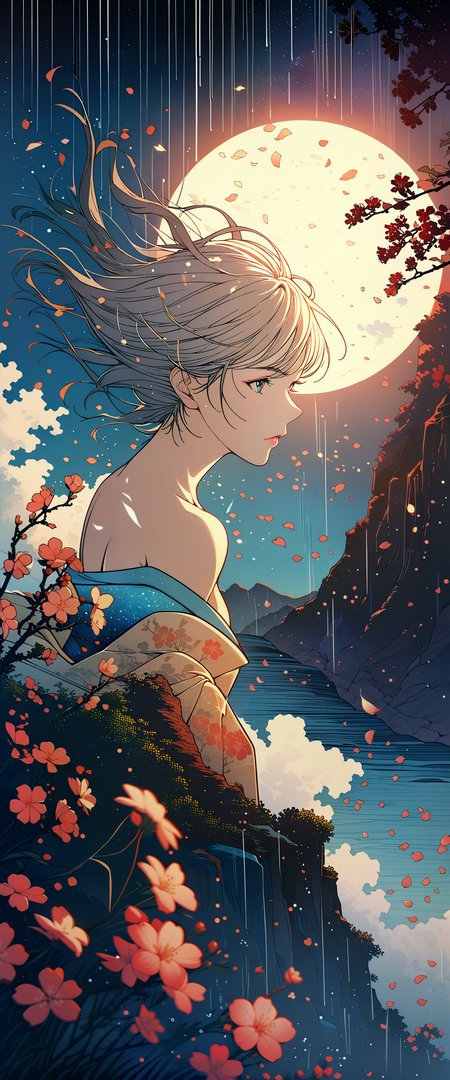 masterpiece, best quality, very aesthetic, absurdres, Professional Fashion concept, Ukiyo-e art styles, woodcuts style, by Kitagawa Utamaro and Yoh Yoshinari, KHsty-XL, <lora:KHsty-XL-v3-AN:0.5>, 
break
1girl, (souryuu asuka langley:1.4), neon genesis evangelion, rebuild of evangelion, aged up, mature, detailed beautiful face, lips, rolling eyes, Japanese beauties, kimono, strapless, off shoulder, bare shoulders, collarbone, looking at viewer, sexy pose, close up, perfect composition, perspective, depth of field, bokeh,
break
dark scenery, storm, wind, rain, mist, ocean, waterfall, cloud, flowers, plum blossoms, floral, birds, cherry petals flying in the air, leaf, plant, tree, moon, moonlight, cliff, wind effects, galaxy, starry sky, nebula, shooting star, milky way, The Beauty of Nature, The Aesthetics of Nature, Zen-tangle,
break
cinematic, highly detailed, extremely detailed, intricate details, fine texture, crisp detail, crisp edges, muted minimal, line art, iridescent, high contrast, shadows, chromatic aberration, 
break
<lora:Sinozick:0.6>, <lora:Midjourney Image Enhancer XL v1:0.6>, <lora:VOGUE_Fashion_Magazine_Cover_Vintage_1960-1975_SDXL:0.5>, <lora:MJ52:0.3>, <lora:Desolation:0.1>,