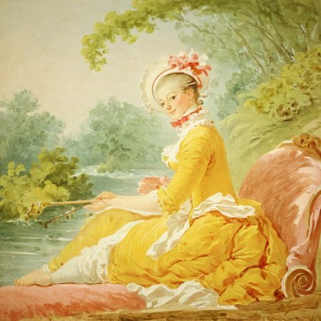 Painting of French rococo woman sitting at the river  AH_Fragonard <lora:Roccoco_Paintings_by_Fragonard-000009:1>
