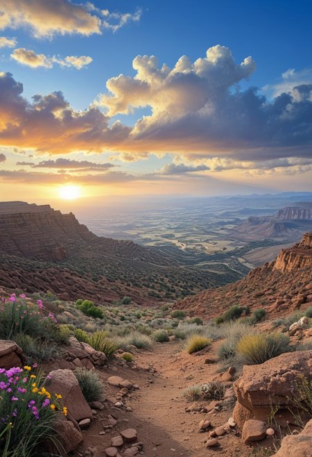 a vibrant colorful photo of a desert landscape.
 outdoors, Location , Scenery , Cloud