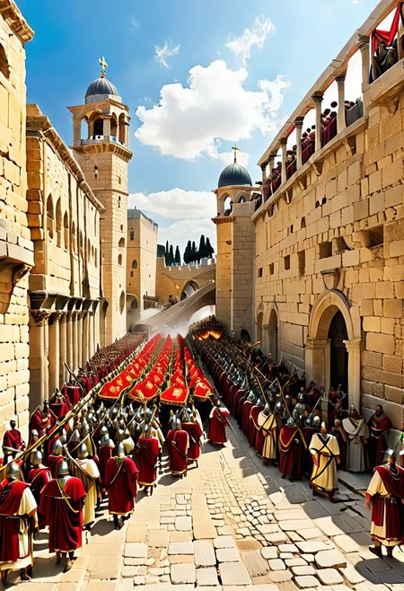 Triumphant procession of the legions of the Roman Empire through Jerusalem