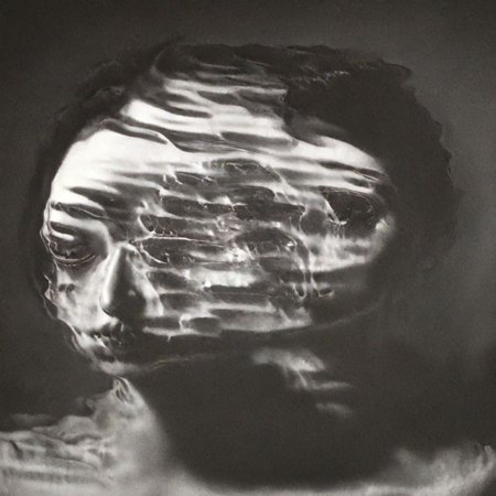 A close-up left facing profile portrait, a beautiful brunette woman made of glass, colorful light from hoph fibration bundles dramatically distorting her features