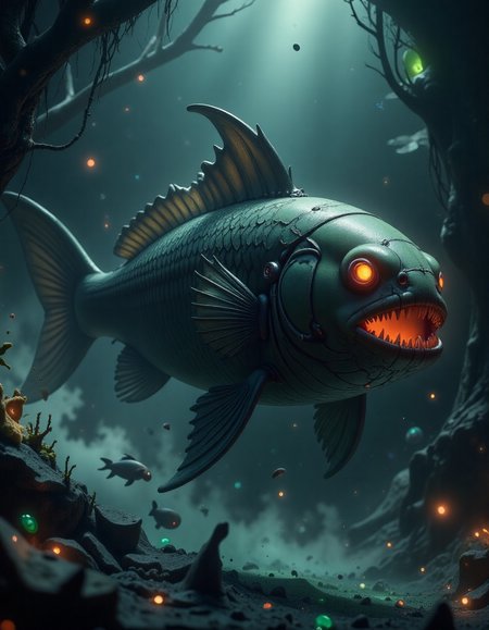 a fish, in the style of hall0w33n