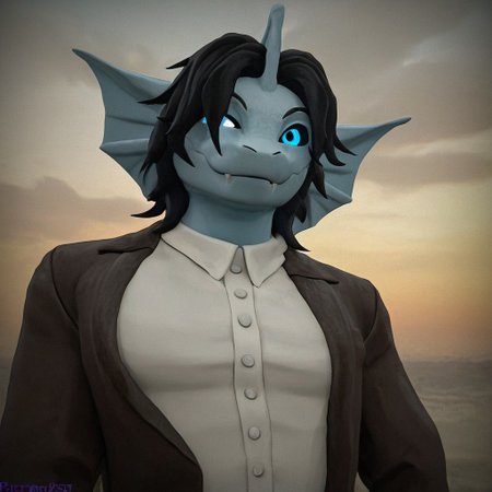 Sebastian_solace, Pressure[RB], Sebastian[Pressure], three eyes, 3eyes, blue sclera, colored sclera, angler light, angler like, mercreature, mermaid like, merman, black hair, colored sclera, blue sclera, {pupilless:1.8), messy hair, short messy hair, short black hair, blue skin, long tail, naga like, naga creature, sea creature, deep sea creature, extra limb under right arm, extra eye over right eye, extra eye, naga, serpentine, legless, (Male anthro naga:1.5).
Solo, alone, by himself, 1boy, male.
dark brown jacket, jacket, white undershirt, undershirt, white cravat, cravat,
athletic, athletic body, muscles. (athletic body), (blue body:1.1),
HD, digital painting, digital art, masterpiece.
Headshot, head focus, close to face, closeup, bustshot.
Happy emotion, happy. 
Outside, battlefield, ww1. (outside:1.1) 
HD, digital painting, digital art, masterpiece ((headshot)), digital drawing (artwork), digital media (artwork), hi res.  negative_hand. 3D Rendering, 3D style, 3d models, Realistic three-dimensional