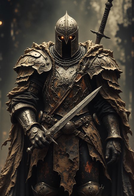 Haunted knight, rusted armor, burning eyes, cracked shield, cursed blade <lora:flux_sparklycism.safetensors:0.5>, <lora:Dever_Flux_Enhancer.safetensors:0.5>,   <lora:Elden_Ring_-_Yoshitaka_Amano.safetensors:1.0>,  <lora:Movie_Portrait.safetensors:0.6>,  <lora:- Flux1 - soothing_atmo_V2.0.safetensors:0.3>,  <lora:lith_mimosa_kiel_grw134_FLUX.safetensors:0.5>,