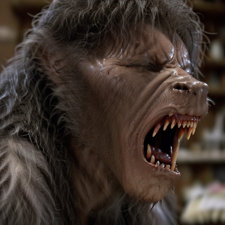 awil, a werewolf, transformation, extremely sweaty, highly detailed, extreme detail, realistic,