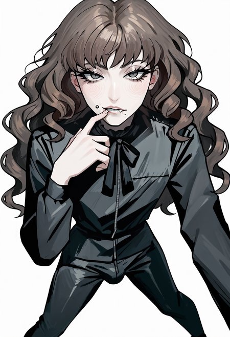 score_9, score_8_up, score_7_up, score_6_up, score_5_up, score_4_up,
BREAK
1boy, otoko no ko, femboy, trap, marina funger, dark brown hair, wavy hair, curly hair, dark grey eyes, long eyelashes, mole under mouth, mouth piercing, black neck ribbon, blush, biting own lip,
BREAK
solo, black latex bodysuit, black latex top, black latex sleeves, bulge, black choker,
BREAK
white background, simple background, dynamic pose, dark, <lora:Lunas-Marina-Funger-SDXL-A2-000004:1> <lora:Lunas-Zzeeonn-SDXL-A1:1>