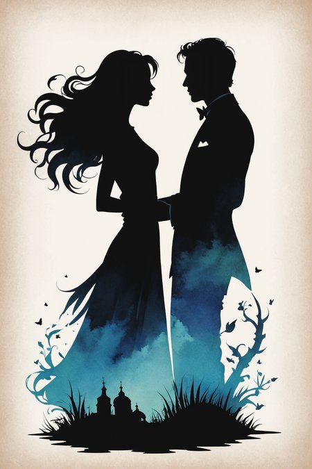 unearthly,by Lois van Baarle and Victor Nizovtsev in the style of Thomas Saliot and Bess Hamiti,  silhouette <lora:silhouette:3.00>  ,, , <lora:watercolor_v1_sdxl:0.90>