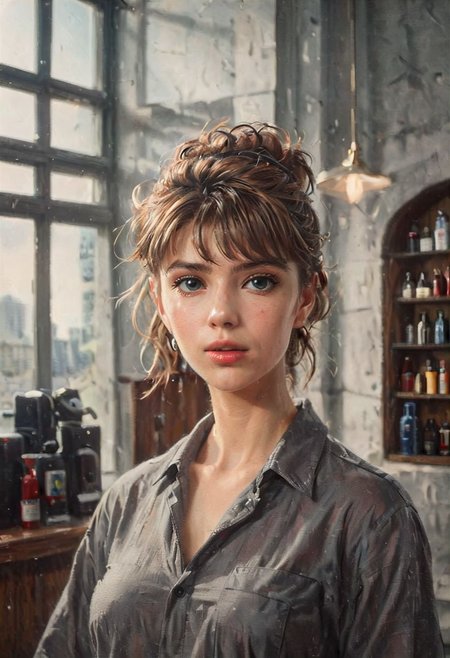 ((a beautiful woman in a Hair Salon, red and dark gray color Palette, urban city  window view)), 
bust shot, close-up lips, 
modern interior design, cyberpunk, 
Recliner|Dressing table|Table lamp|Screen|Monitor|Signboard_Details,
Metal|Glass|Leather|Textiles|Carpet|Pillow_Texture,
perfect blonde hair, 
(modern photo, fashion dress up:1.1), 24mm, (analog, cinematic, film grain, hazy atmosphere, detailed eyes, (seductive), (epicPhoto), (looking at viewer), (cinematic shot:1.3),
ac_neg1, great lighting, extremely detailed, happy, Hair Salon, impressionist painting, zoya