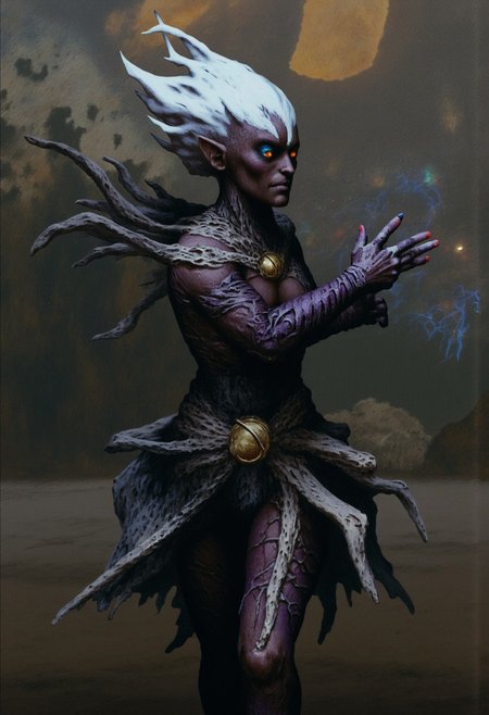 b3rs3rk macro lens d4concept pov, 3D01S, simple background d4artstyle atmospheric and powerful MikeFranchinastyle dark fantasy, natural organic and first person pov of a berserk style creature in the Tsutomu Nihei style
Dark elf warrior, ebony skin with a slight metallic sheen, contrasting shock-white hair ranging from short and tousled to long and flowing. Sharp, angular facial features with high cheekbones and pointed ears. Piercing eyes that glow with inner light, colors varying from amber to pale lavender. Athletic, lithe body clad in intricate, form-fitting armor made of overlapping weaved plates and scales in deep dark purples, blacks, and gunmetal grays. PaperStyle Armor design includes ornamental  bladed edges, suggesting both protection and offensive capabilities. Wielding an assortment of weapons including curved swords, throwing stars, and magical whips made of crackling energy. Poses range from dramatic action stances to regal portraits, conveying both lethal grace and commanding presence. Background alternates between shadowy caverns, fiery underworld landscapes, and medieval fantasy cityscapes bathed in golden light. Art style spans from highly detailed digital paintings to stylized fantasy illustrations, with emphasis on dramatic lighting and shadow play to accentuate the character's mysterious and dangerous aura
UHD letterboxed game trailer frame chromatic aberration dark atmosphere sharp masterpiece with a focus on the character, elden ring, dark atmosphere
