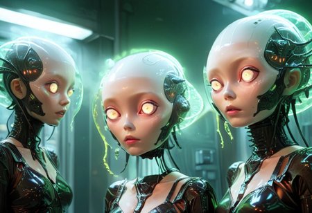 Masterpiece, ultra-detailed, best quality, 8K, absolutely eye-catching, multiple girls, alienworld, surreal, magic, science,
aliens, disembodied_head_smooth_shoulder