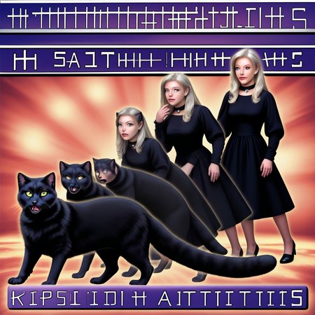 <lora:Animorph_-_pony:1> animorph, girl, morph, black cat , left to right transformation, multiple people, 4 stage transformation, gradual transformation,  book cover