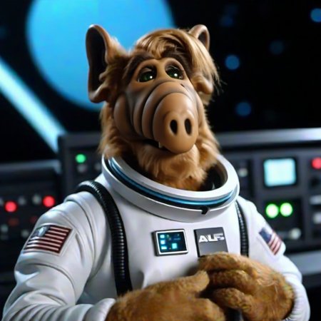 Alf1024, humanoid alien holding a cat, full body, wears a spacesuit, , in spaceship, detailed eyes, highly detailed, photography, ultra sharp, film, bokeh, professional, 4k  <lora:add-detail-xl:1.5> <lora:Alf1024:0.7>