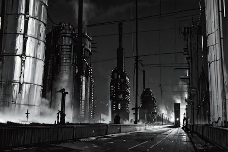 highly insanely detailed, masterpiece, top quality, best quality, highres, 4k, 8k, RAW photo, (very aesthetic, beautiful and aesthetic),  
tsutomu nihei,nihei_tsutomu,blame!,blame gakuen!,abara,TNstyle,sidonia_no_kishi,(space,spacecraft,lab,hangar,stairs,tower,tunnel,city ruins),bridge,concrete walls,metal walls,ventilation fan,ventilation shaft,cables,tubes,industrial pipes,buildings,light particles,dark sky,black sky,star \(sky\),starry sky,fence,drainpipe,dome,lantern,clouds,letterboxed,toha heavy industries,walkway,tentacles,air conditioner,mist,steam,foggy,smoke,fog,dark background,flock,cyberpunk, 
<lora:blameLora_v10:0.7>, 
(1girl:1.3), 
solo focus, 
OldTaipei,scenery,outdoors,building,power lines,city,alley,street,road,motor vehicle,utility pole,âââ