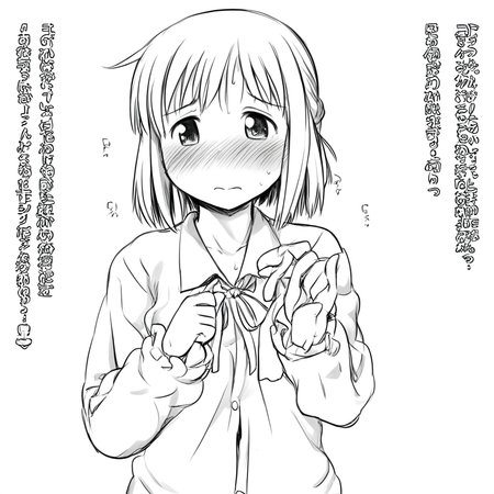774 (nanashi), 1girl, solo, monochrome, blush