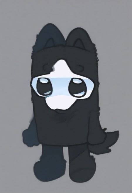 score_9, score_8_up, puro, black latex, furry, changed, white eyes, white mask, black fur, 1boy, solo, conswayo_, cute style, cute, 2d, simple background, full body
