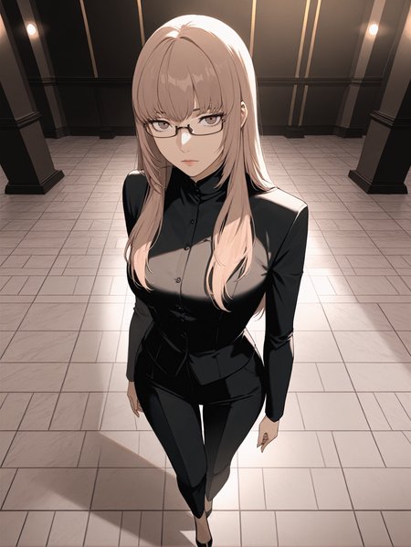 masterpiece, best quality, high resolution, very aesthetic, absurdres, newest, professional, high-quality, detailed eyes,
<lora:ILCKatherine:1.0>
CKatherine, 1girl, long hair, brown hair, brown eyes, glasses, looking at viewer, sophisticated, solo, full body, modern art gallery, minimalistic background, sleek outfit, contemplative pose, spotlights