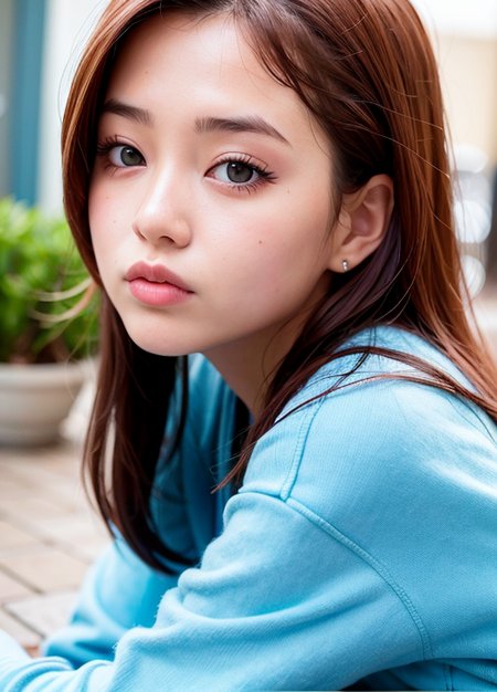 best quality, ultra high res, (photorealistic:1.4), 20 years old girl, (ulzzang-6500:0.8), <lora:eimifukada_:1,  <lora:koreanDollLikeness_v10:0.2>, (forehead), upper body,