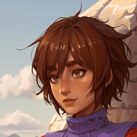 best quality, masterpiece, original, highres, illustration, best lighting and shadow, aesthetic wallpaper, amazing, beautiful, taliyah, 1girl, solo, dark skin, dark-skinned female, short hair, brown hair, thick eyebrows, brown eyes, freckles, extremely detailed and beautiful face, white hair, happy, turtleneck sweater, sidelocks, outdoors, photorealistic,
 <lora:tali-20:0.55>