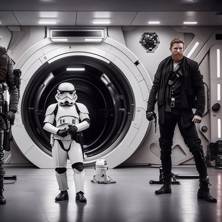 Star Wars, (KristoferHivJu:0.5) a photo of (BlackOpsLadies:1.2) backdrop (Airlock:1.4)